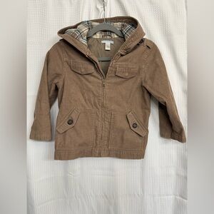 Janie and Jack Beige corduroy jacket with hoodie